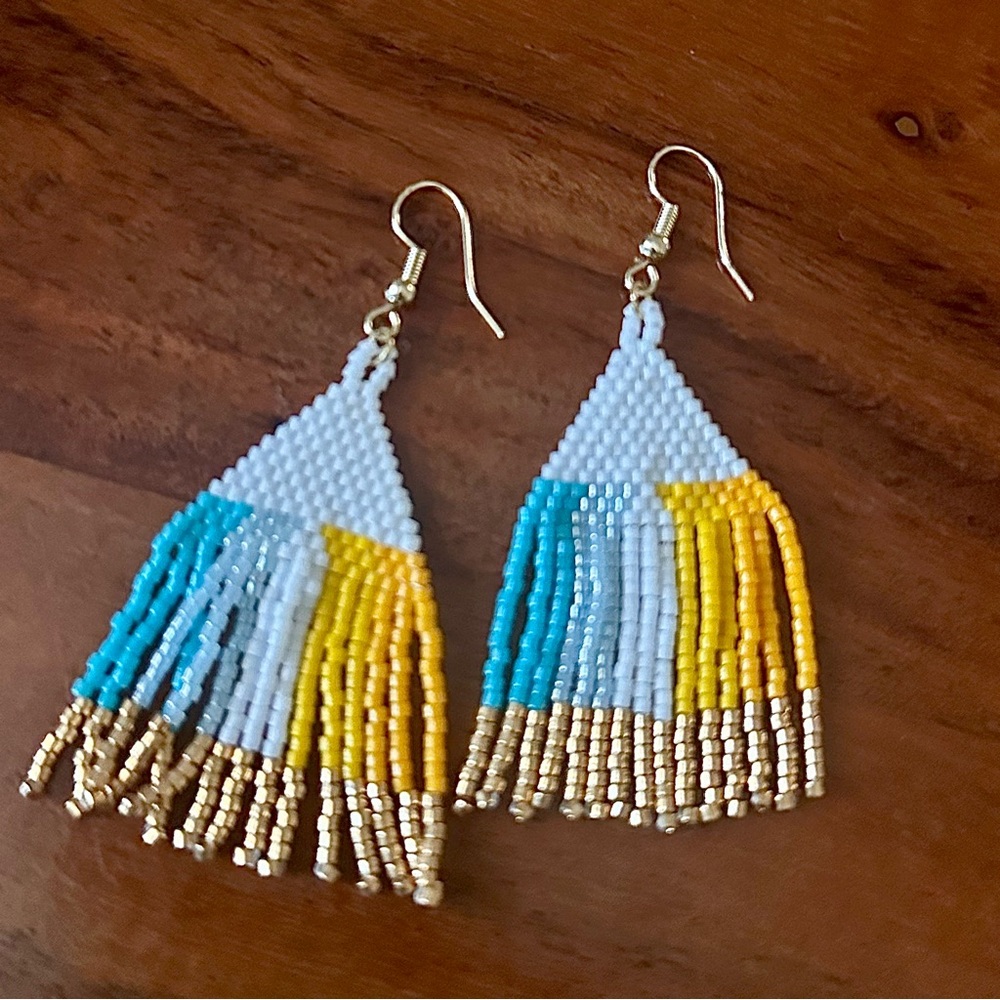 Colorful Beaded Fringe Earrings